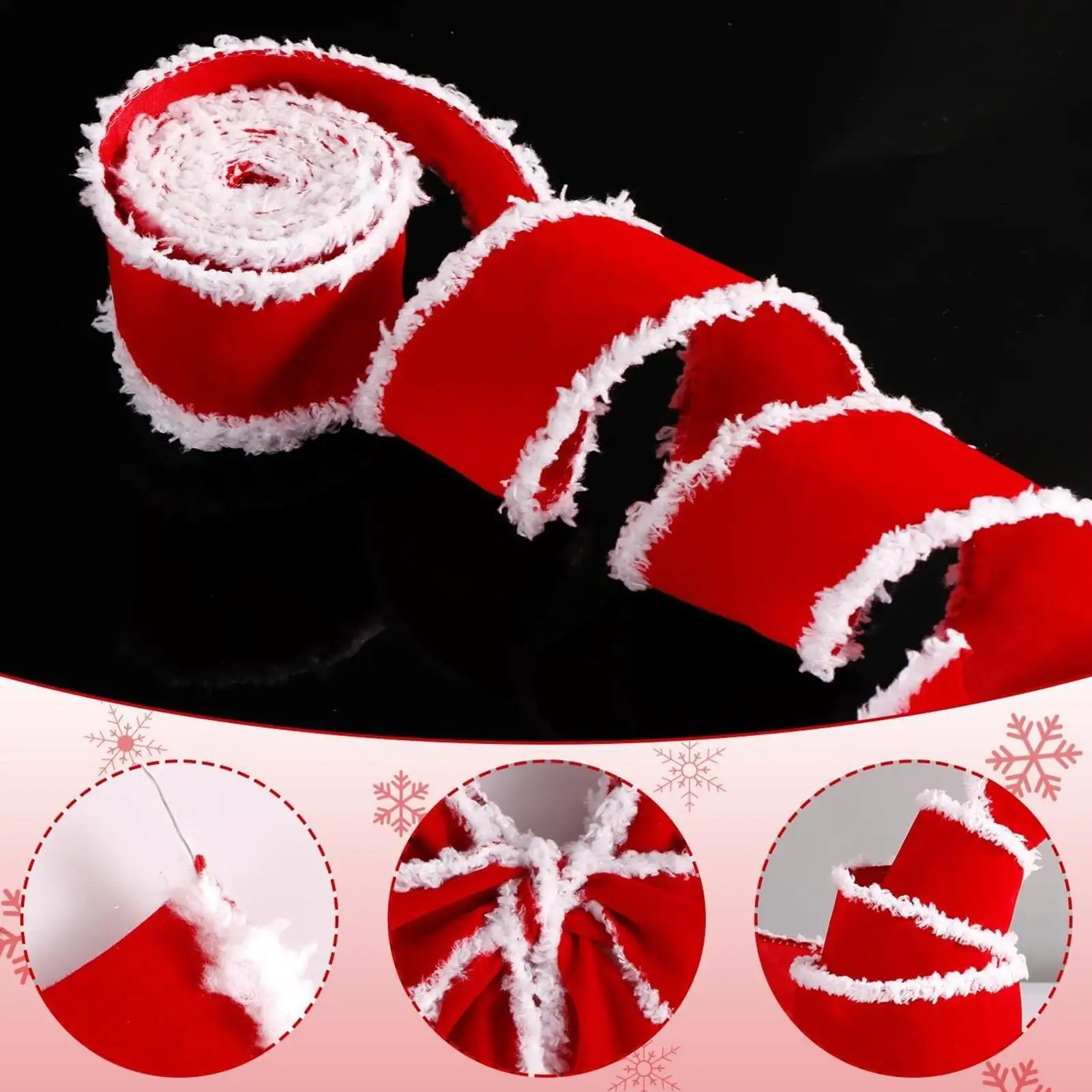 Christmas Ribbon 2 Pieces Red Christmas Decoration Burlap Ribbon For Bouquet Cake Wreath Tree Table Party Family Gathering