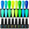 MEET ACROSS 8Pcs/Set Eggshell Glow In Dark Fluorescent Gel Nail Polish Summer Luminous Neon Semi Permanent Nail Art Gel Kit 3