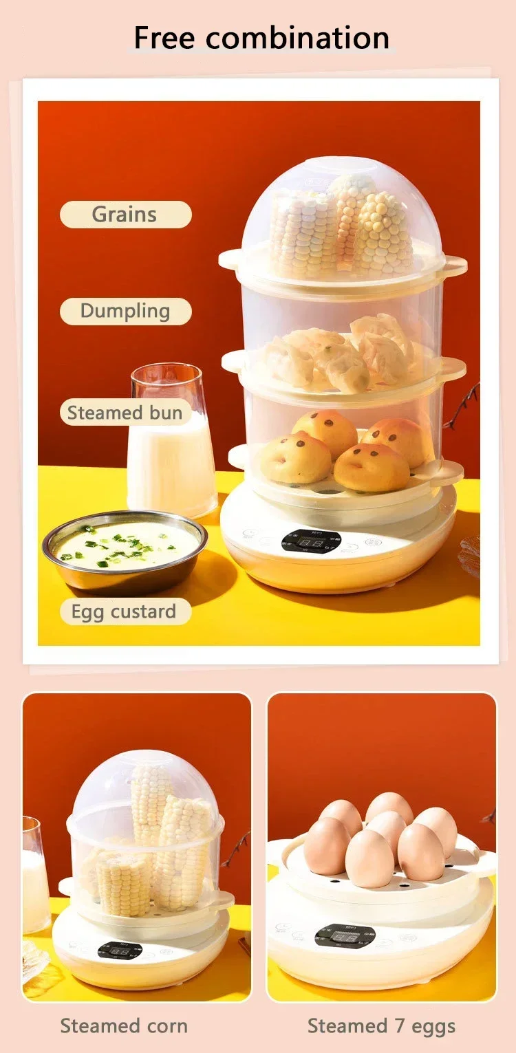 Description Picture 3 of itemElectric Food Steamer Heater Egg Boiler Custard Egg Cooker Omelette Steak Maker Breakfast Cooking Machine Frying Pan 220V