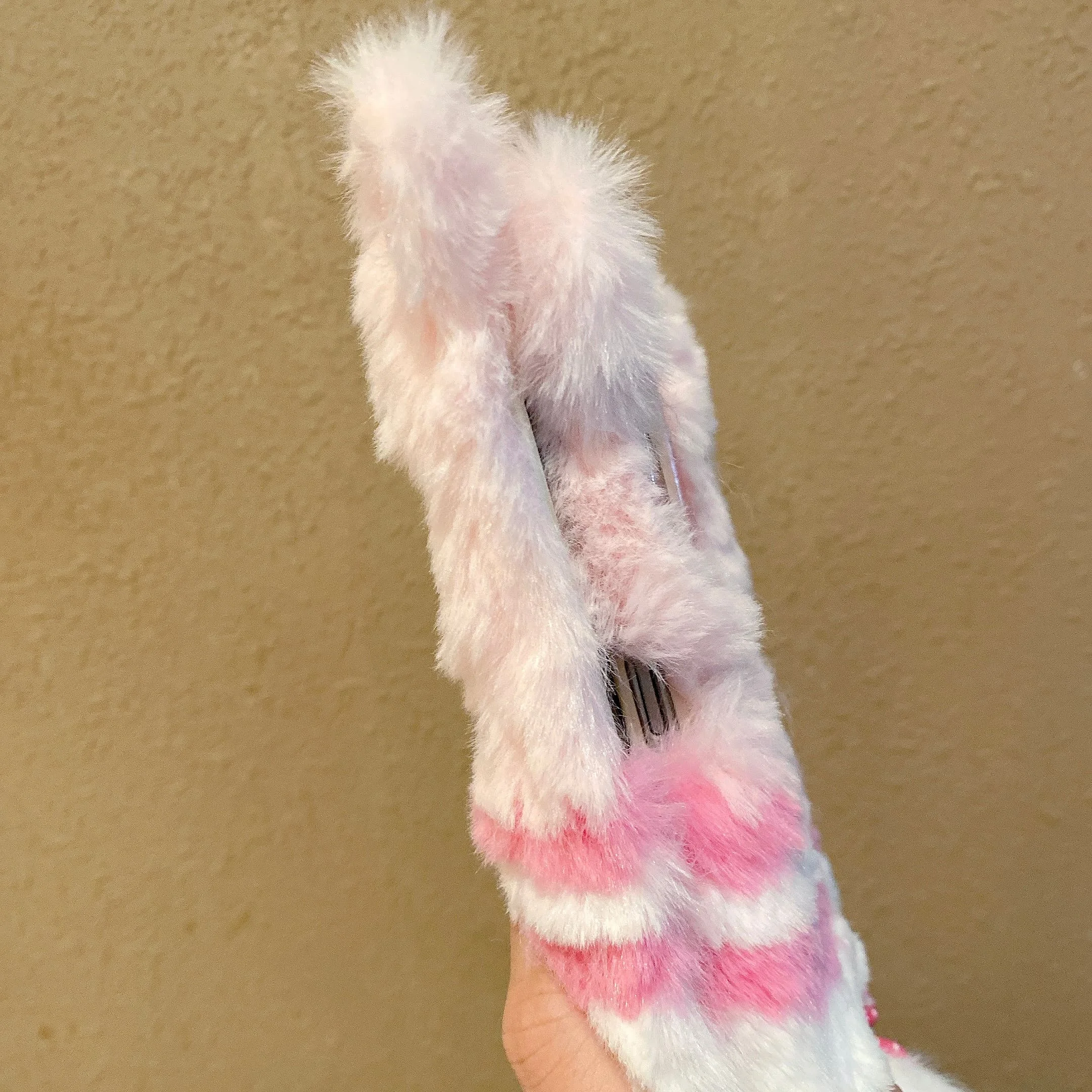 3D Furry Bowknot Kitty Cat Winter Warm Fluffy Soft Fur Case