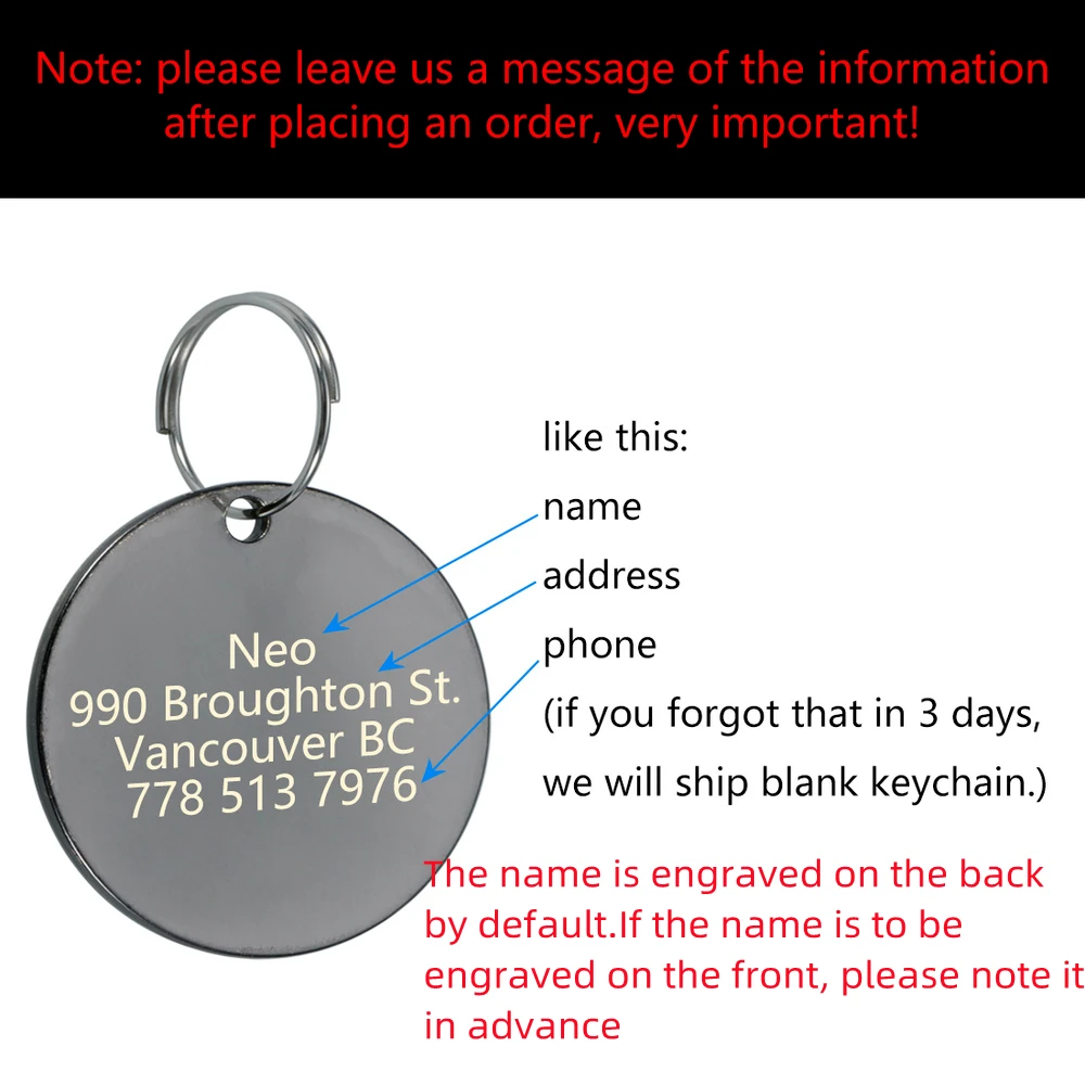 Pet ID Tags Dog Collar Tags Pet ID Medal Pendant Customizable Engraved Pets ID Tag for Dog Cat Bronze Nameplate Tags Personalized Anti-lost Address Number Dogs Collar ID Pendant