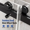 bothroom shower door 56-60" W X 76" H  Shower Door  10mm clear tempered glass bathroom door, dumb black stainless steel shower s 5