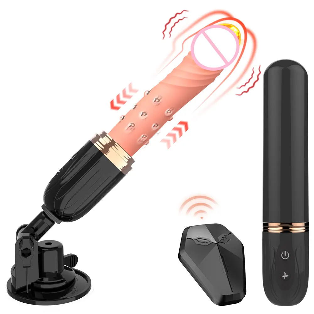 리모컨 마사지 완드 섹스 머신 진동기 리얼한 흡착 컵 마사지기 가열 기능 자동 리모컨 딜도 진동기