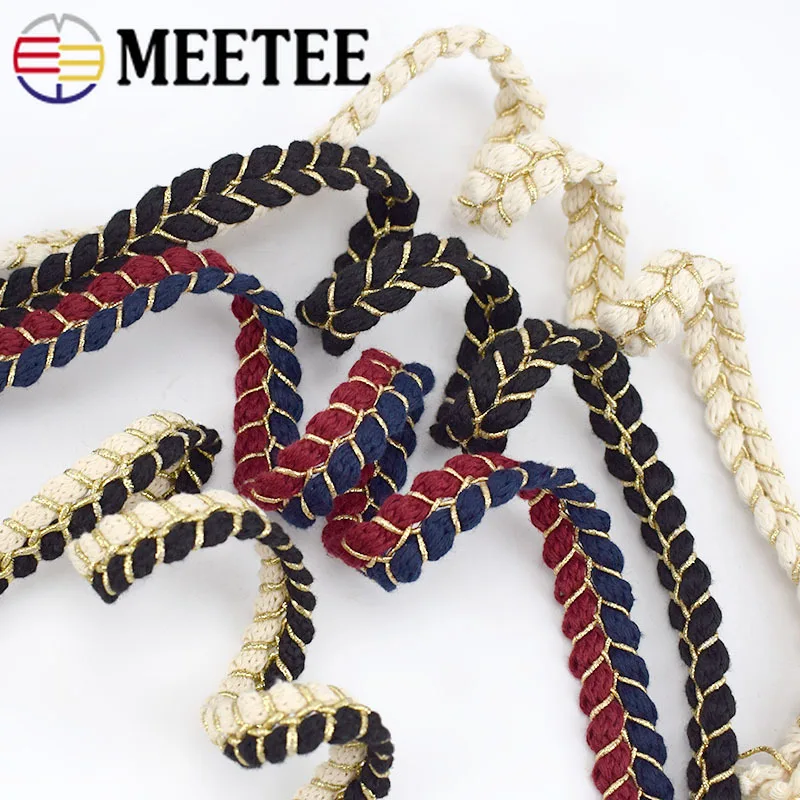 Meetee 면 브레이드 웨빙 리본 트위스트 로프, DIY 스카프, 쥬얼리 의류, 홈 공예, 바느질 액세서리, 레이스 BD294, 9 야드, 1.5cm