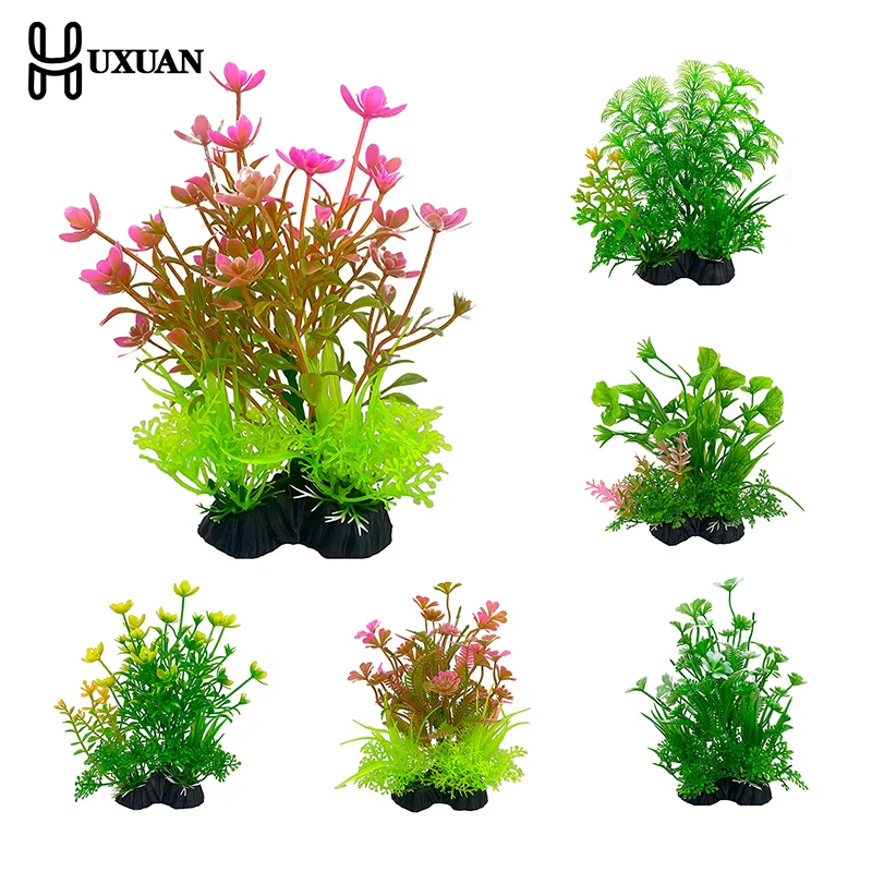 Artificial Aquarium Decor Plants Water Weeds Ornament Aquatic Plant Fish Tank Grass Decoration Accessories 14 Kinds 15cm