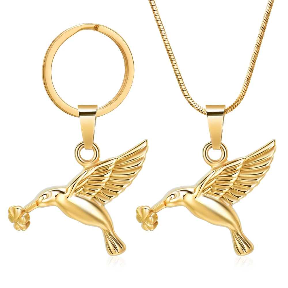 Bird Key Chain And Necklace Stainless Steel Perfume/Ashes Holder Cremation Urns Necklaces Customize Jewelry Pendant