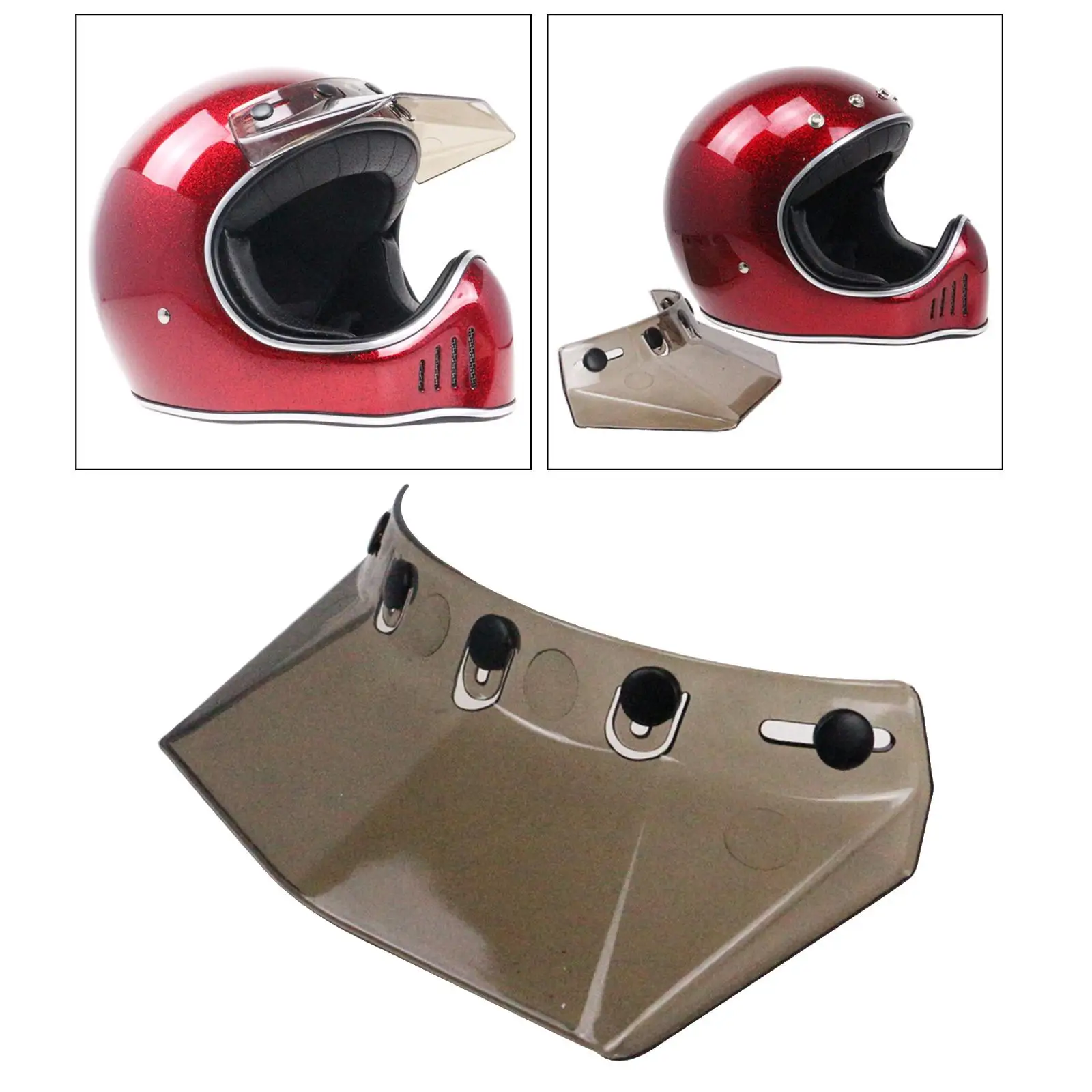 Universal Vintage 5-Snap Motorcycle Helmet Visor Sunshield Protector 