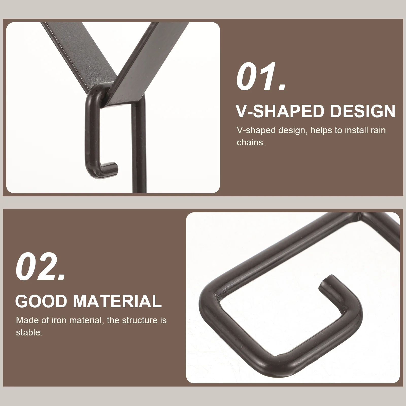 Iron Material Rain Chain Hooks Set Durable Metal Adapter Hook For Rain Chain Fitting Hook Gutter Adapter Garden Supplies
