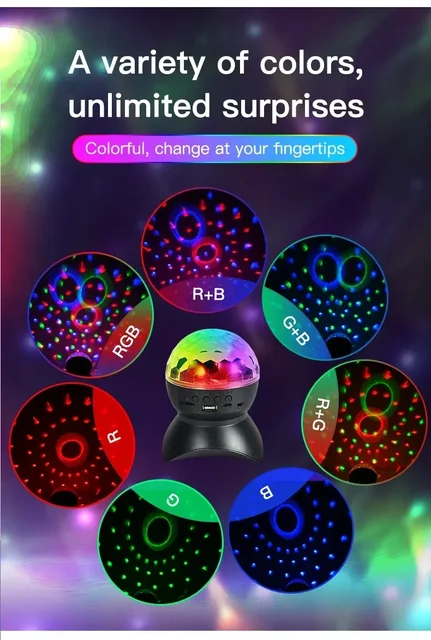Bola De Discoteca LED RGB 360° - Efectos De Luz Para Fiestas, DJ, Escenario, Movimiento Manual