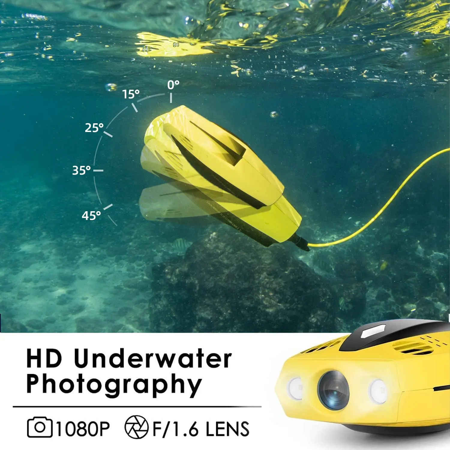 15m Rov Waterproof Underwater Drone Robot With Camera