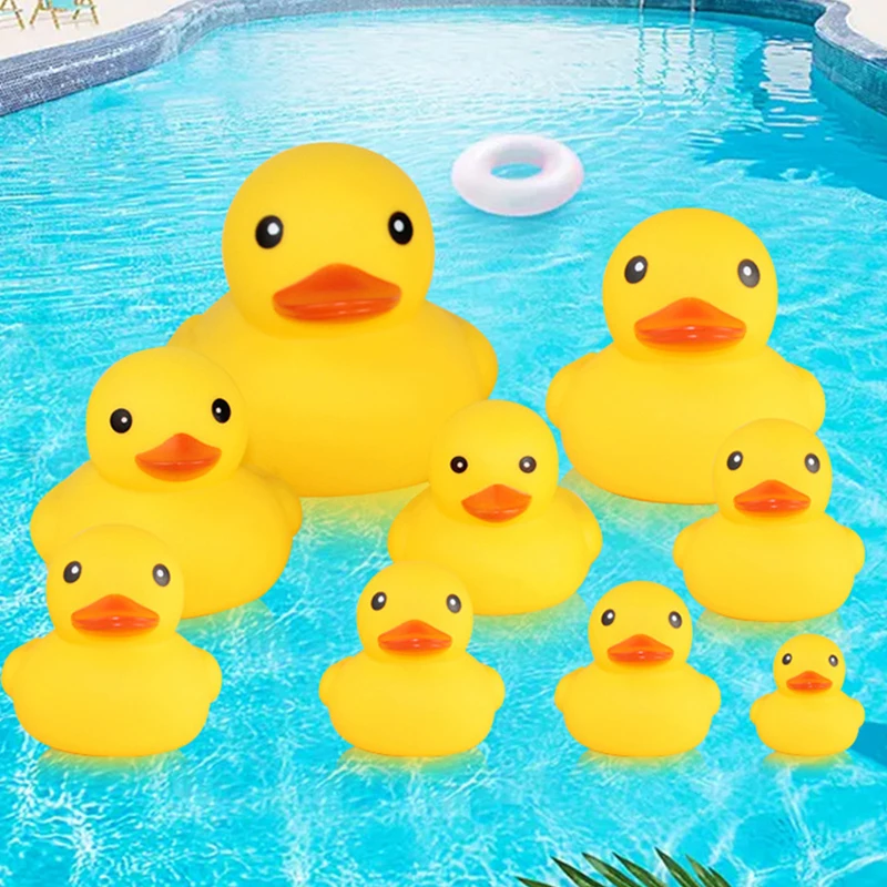 

Baby Bath Toys Cute Little Yellow Duck Bath Toys Bathroom Bath Swimming Water Toys Soft Floating Duck Squeeze Sound For Kids New