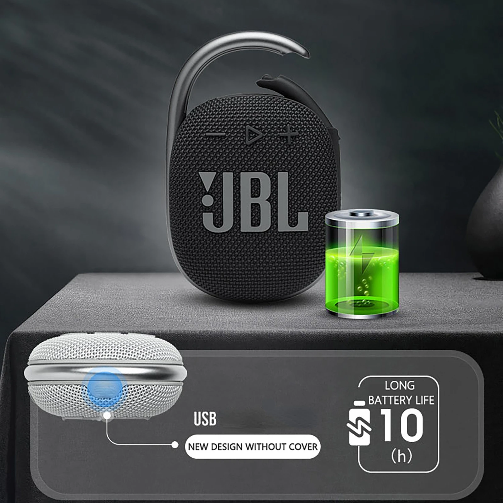 US $14.84 Jbl Clip 4 Wireless Bluetooth 5.1 Mini Speaker Clip4 Portable Ip67 Waterproof Outdoor Bass Speakers with Hook Dustproof