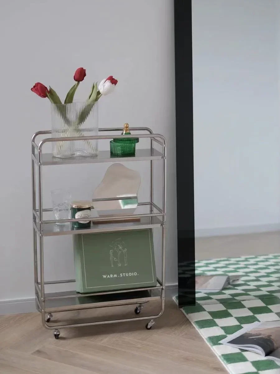 Minimalist Storage Car Multi-Functional High-Capacity Space Saving Independent Storage Car Mobile Standing Rolling Shelf