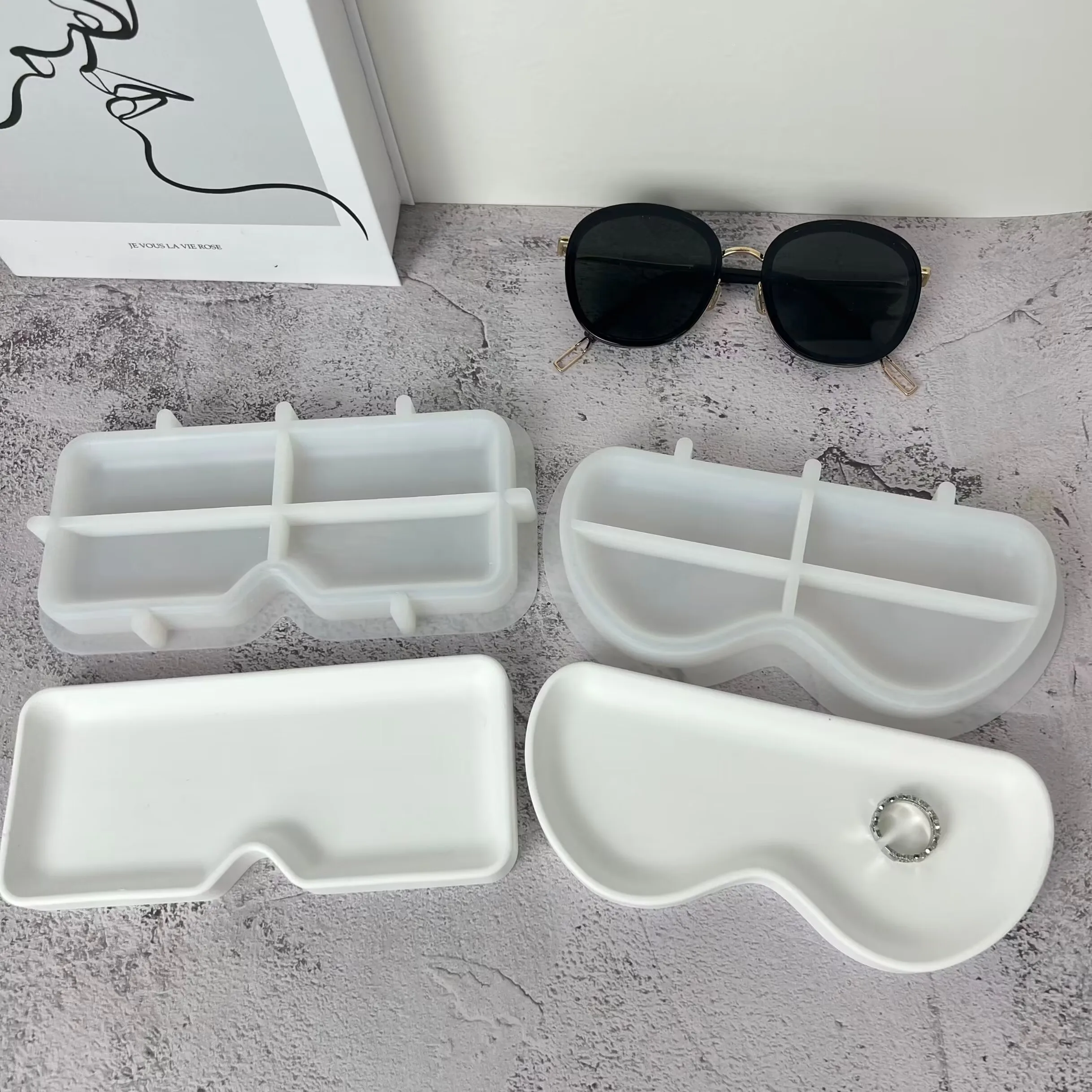 Sunglasses Tray Plaster Silicone Mold DIY Jewelry Storage Box Epoxy Mould Coaster Saucer Crystal Drop Glue Mould Home Decoration 3