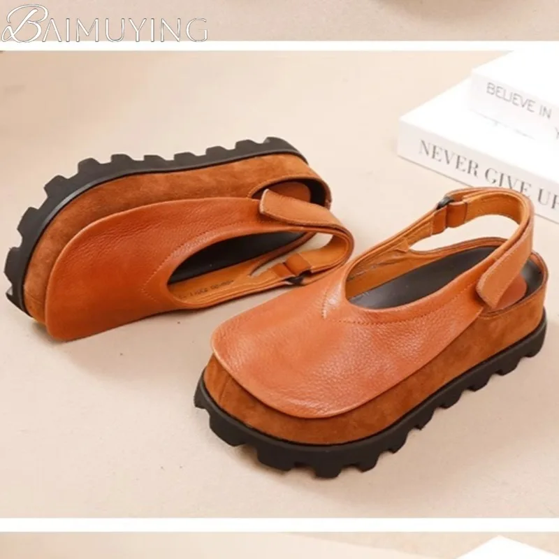 Flats Platform Sandals Shoes Woman Casual Loafers Soft Leather Shallow Brand Retro Women's Sneakers Summer Slingback Sandalias women sandals,women flats,comfortable sandals