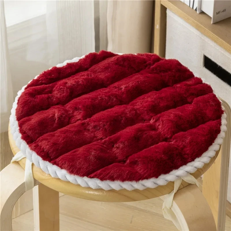Round Velvet Seat Cushion 25-50cm Solid Color Stool Seat Mat Thick  Soft Chair Pads Portable Outdoor Kindergarten Stool Cushion 6