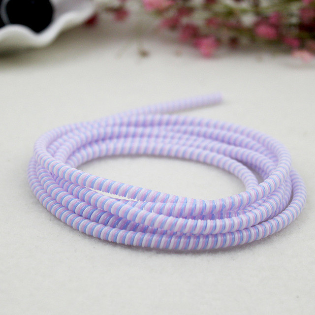 1.1m Solid Colorful TPU Spiral USB Charger Cable Cord Protector Saver Wrap Cable Winder For iphone Data Cable Organizer