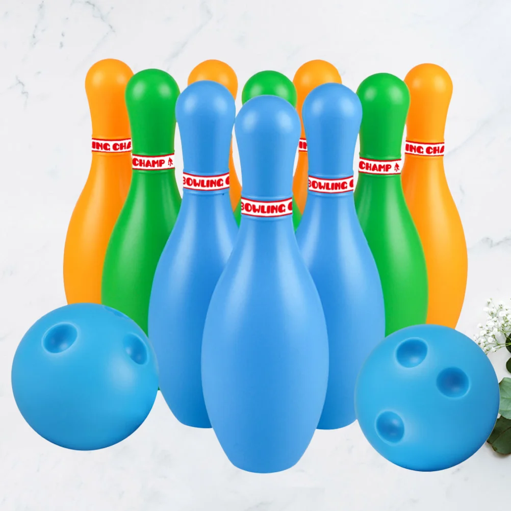 

Bowling Set Sports 18cm Kids Educational Toys Ball And Pins Bowling Toys Plastic Gutterball Funny Bowling (Random Color)
