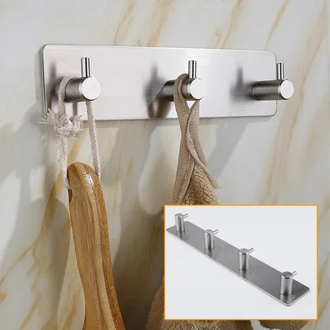 

Robe Hook Wall Hook Towel Hook for Bathroom Adhesive Stainless Steel Keys Coat Hook Rustproof Hook Hanger for Kitchen Hardware