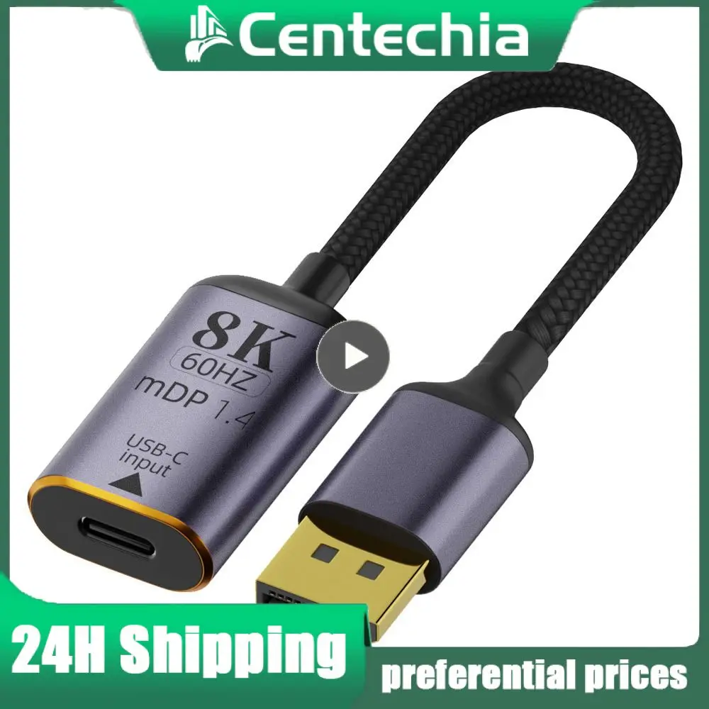 노트북 TV용 프리미엄 HDMI 호환 USB-C 비디오 어댑터, C타입 DP/미니 DP 변환기, 수-암, 8K 60Hz