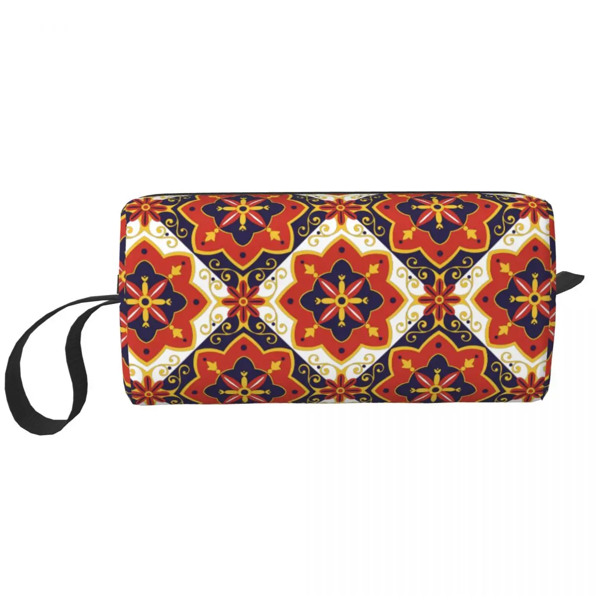 

Spanish Mexican Art Floral Talavera Cosmetic Bag for Women Makeup Bags Decor Southwest Tiles Travel Zipper Toiletry Bag Organize