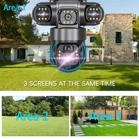 Caméra solaire avec 4G SIM 15MP HD extérieure 3 objectifs 3 écrans 10X Zoom PIR caméras de détection humaine Vision nocturne Protection de sécurité CCTV 3
