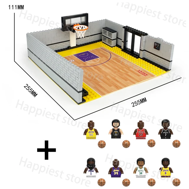 MOC Basketball Court Football Match Players Figures Building Blocks Stadium