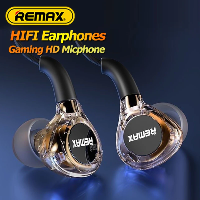 Remax HiFi Earphones Wired In-Ear With Mic Volume Control TypeC 3.5m HD Sound Headphone Sports Noise Cancelling Headset Audioph