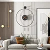 Modern Round Minimalist Wall Clock with Swing Pendulum Silent Metal Decorative Art Clocks for Home Living Room Bedroom Office 2