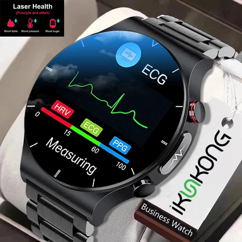 

New 2022 Laser Treatment Three High Smart Watch Men ECG PPG Heart Rate Blood Pressure Health Tracker Smart Watch For Huawei