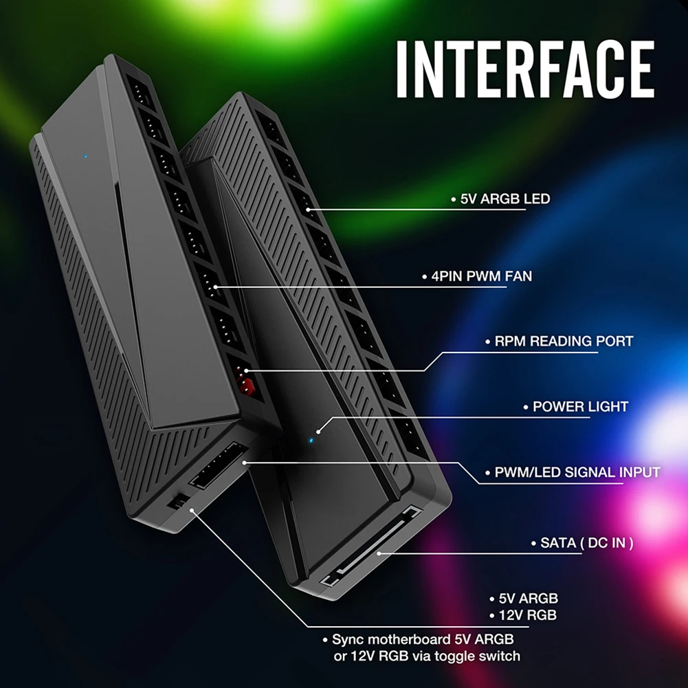 2 in 1 Splitter Hub 5V 3Pin ARGB 4Pin PWM SATA Power Splitter Adapter HUB Computer Accessories 8