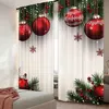 2Pcs Christmas Curtain Cute Winter Family In With Christmas Tree Funny Holiday Decor Suitable For Living Room Bedroom Kitchen 2