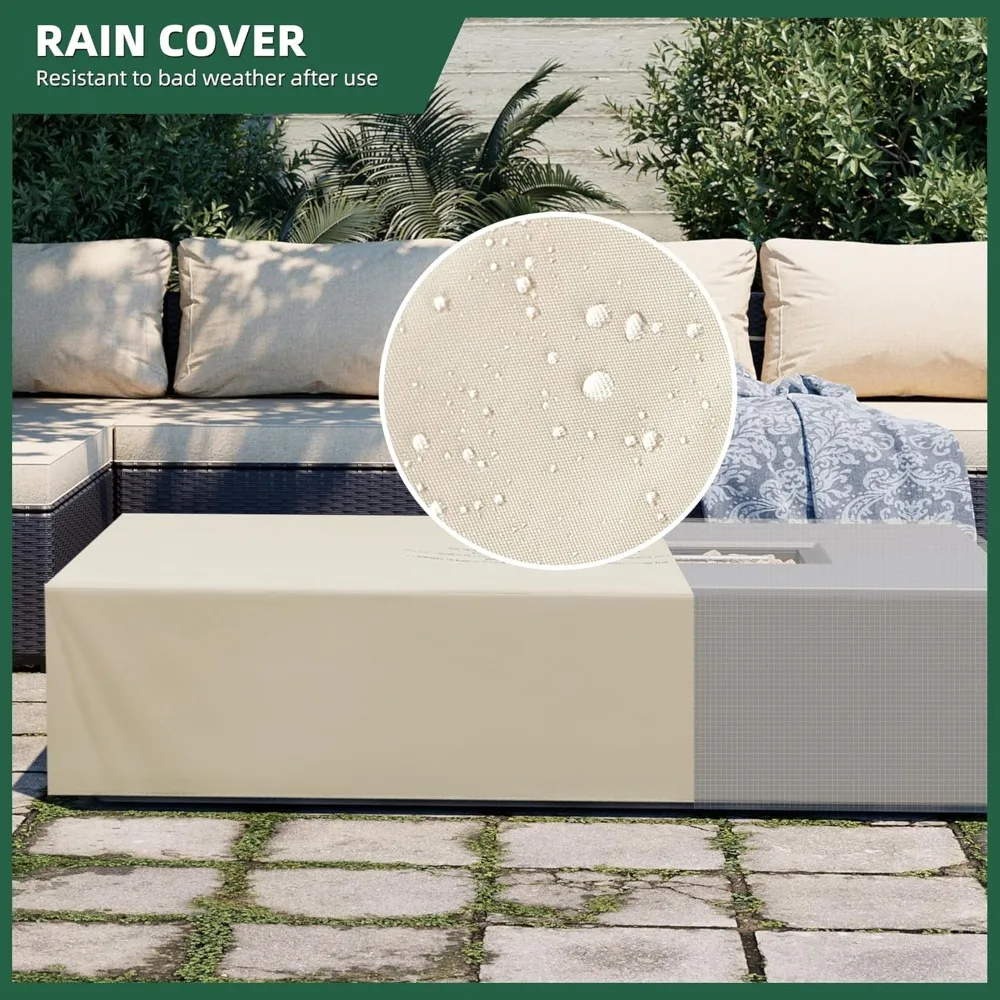 56-inch Outdoor Propane Gas Fire Pit Table 50000 BTU Iron Rectangle Fires Pits with Removable Lid Outdoor Fire Pit