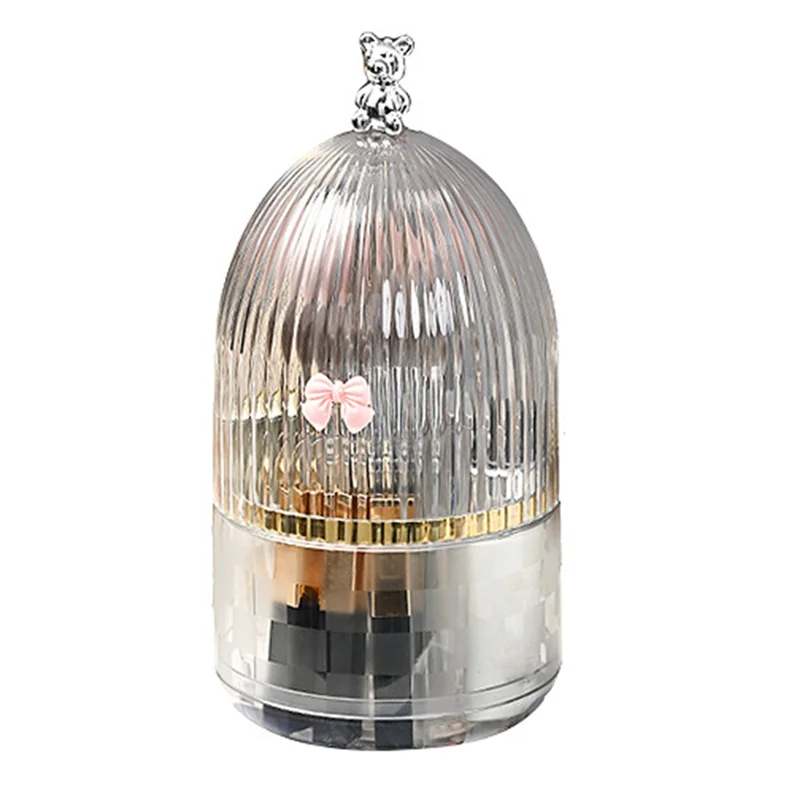 Makeup Brush Holder 360° Rotating Makeup Brush Holder Dustproof Make Up Brush Container With Clear Acryliccover B 3