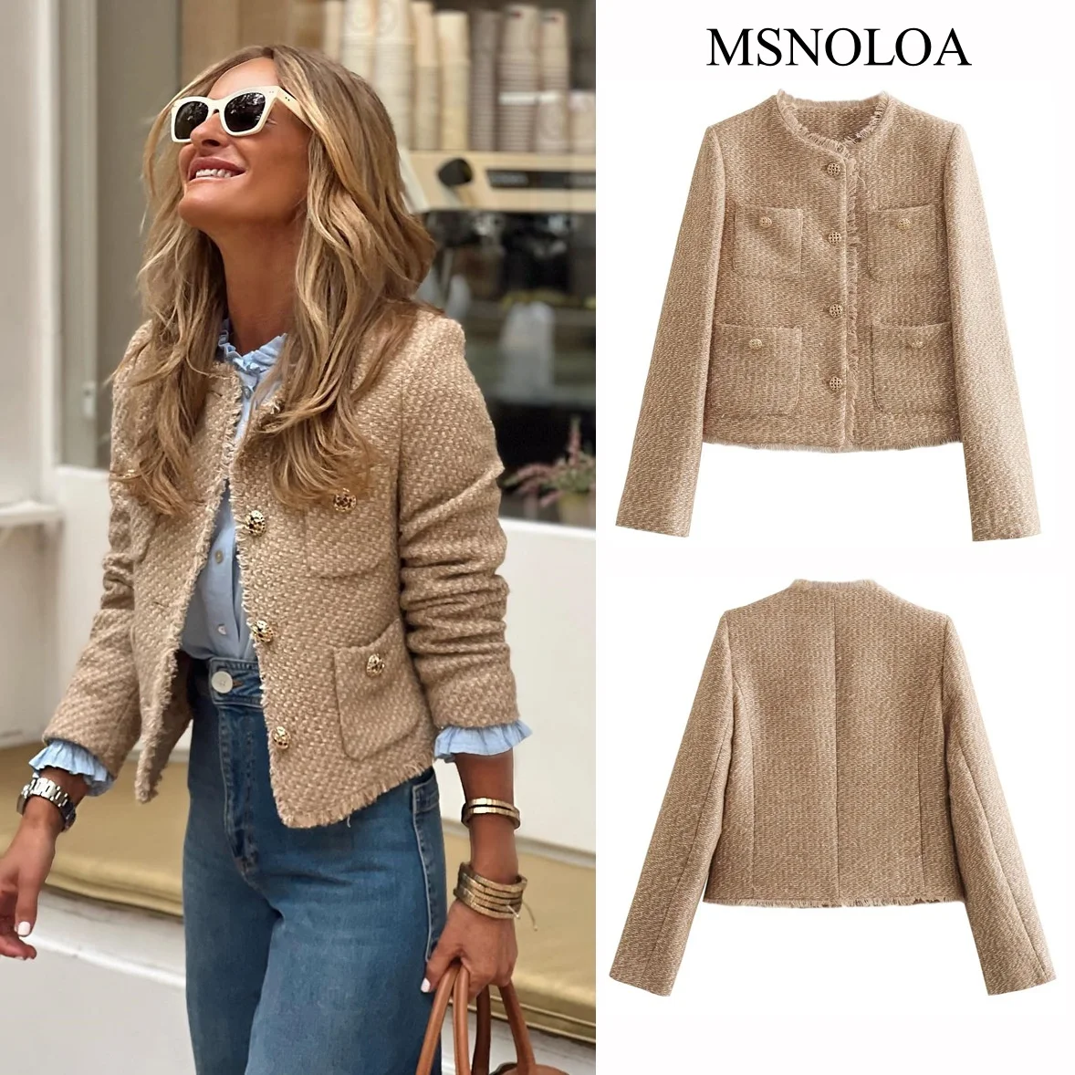 Women'S Jacket Coat Tweed Cropped Jacket New In Outerwears Autumn Winter Crop Jacket Woman Long Sleeve Elegant Short Coats main image 0