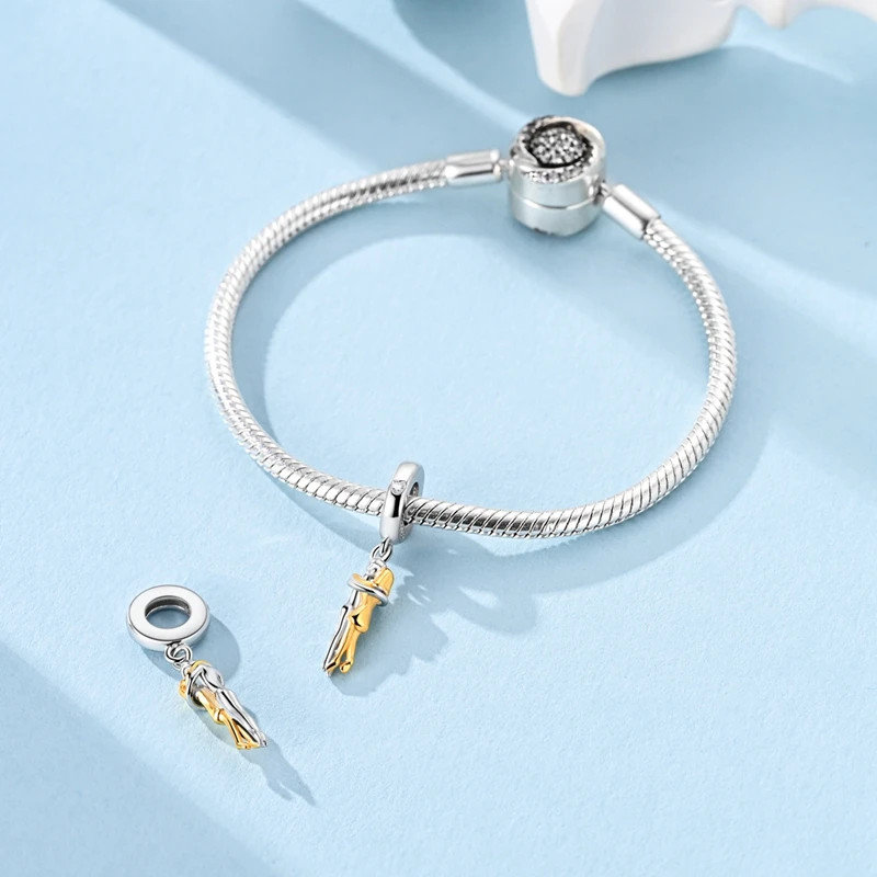 Goldene Leoparden-Hund-Sonnenblumen-Perlen aus 925er-Sterlingsilber, Herbst-Ahornblätter, Original-Charms, Perlen für Armbänder, Damenschmuck, Geschenk – Detail 15