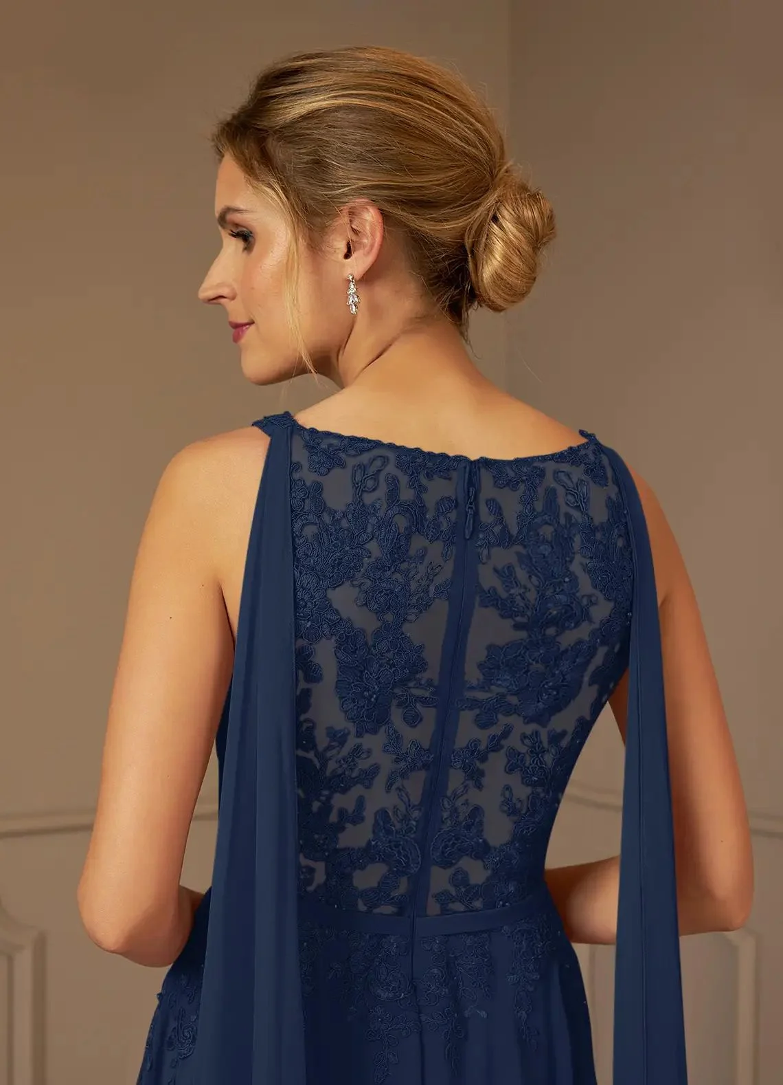 Women's A-Line Chiffon Mother of The Bride Dresses for Wedding Lace Floor-Length Grandmother Dresses with Jacket Evening