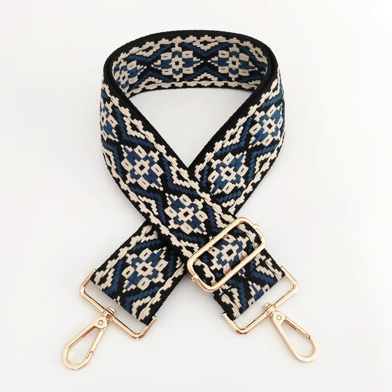 2023 Winter New Light Colorful Ethnic Style Jacquard Wide Shoulder Strap Adjustable Single 5cm Crossbody Bag Accessory Wholesale