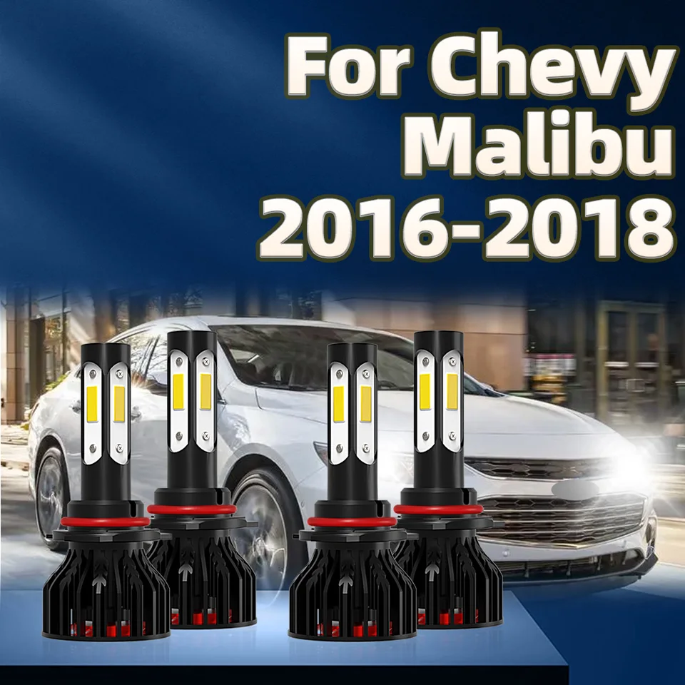 4Pcs 30000LM LED Car Headlight 9005 6000K White Light 4Side Chip High  Bright For Chevy Malibu 2016 2017 2018 - AliExpress, image size:960x960