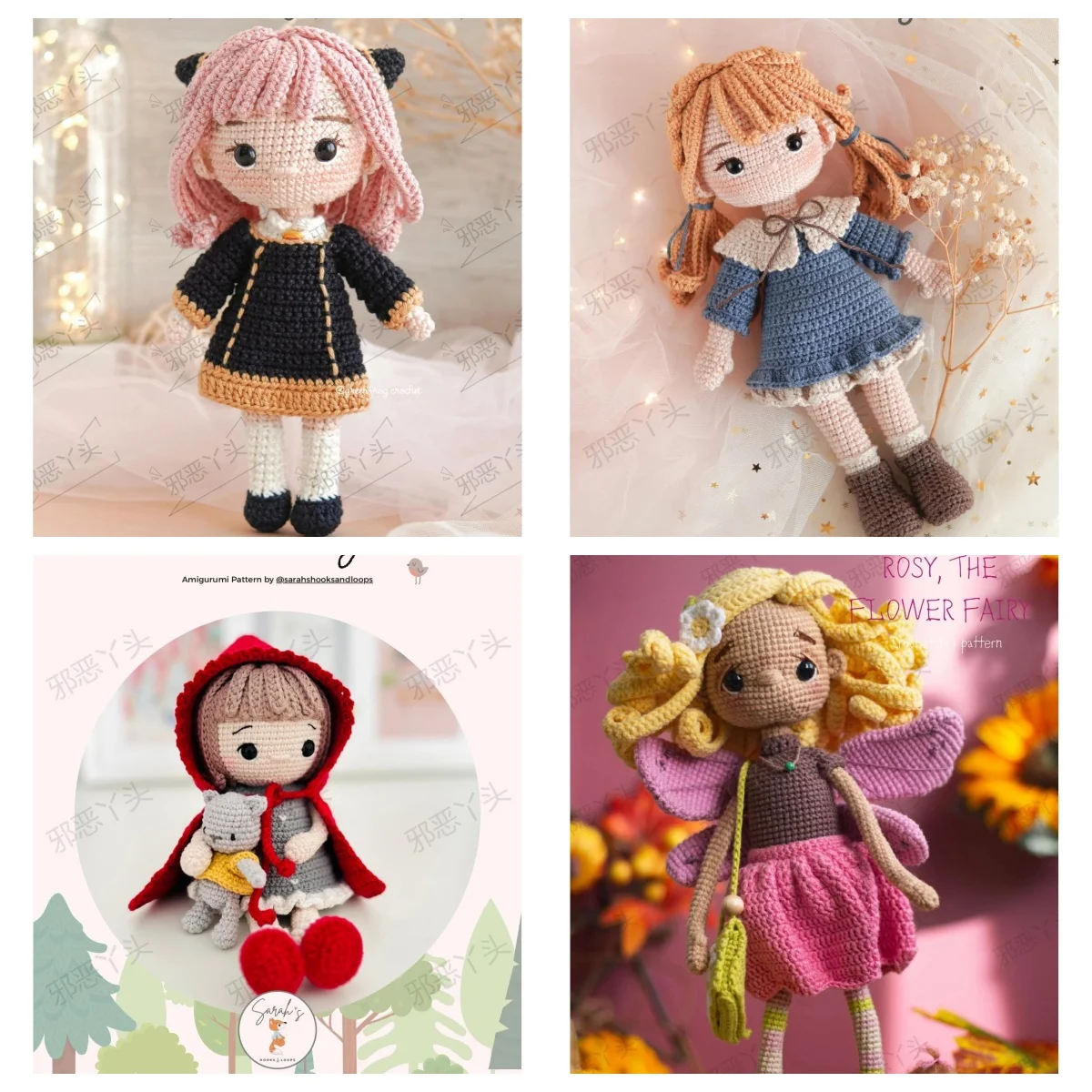 Handmade Crochet Girls Set Amigurumi Crochet Doll DIY Hook Kit For Knitting Yarn Accessories Pattern Crafts Supplies Decoration