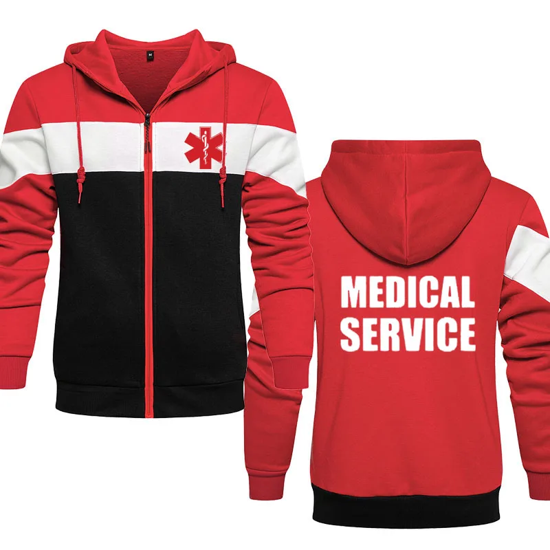 

EMT Emergency Ambulance Printed autumn fleece brand men's hoodie sweatshirt jacket Comfortable outdoor cardigan for men