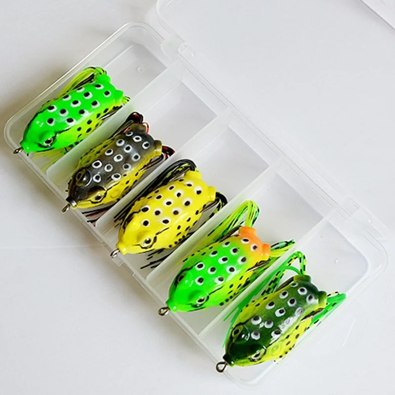 Lot 2Pcs New Style Soft Toad Frogs Bass Fishing Lure Hollow Body Topwater Frogs  Fishing Lures Baits