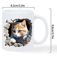 Whimsical Cat Escape White Ceramic Mug with Adorable Kitten Design - Artistic Novelty & Tea Cup, Dishwasher Safe (for hand washi 3