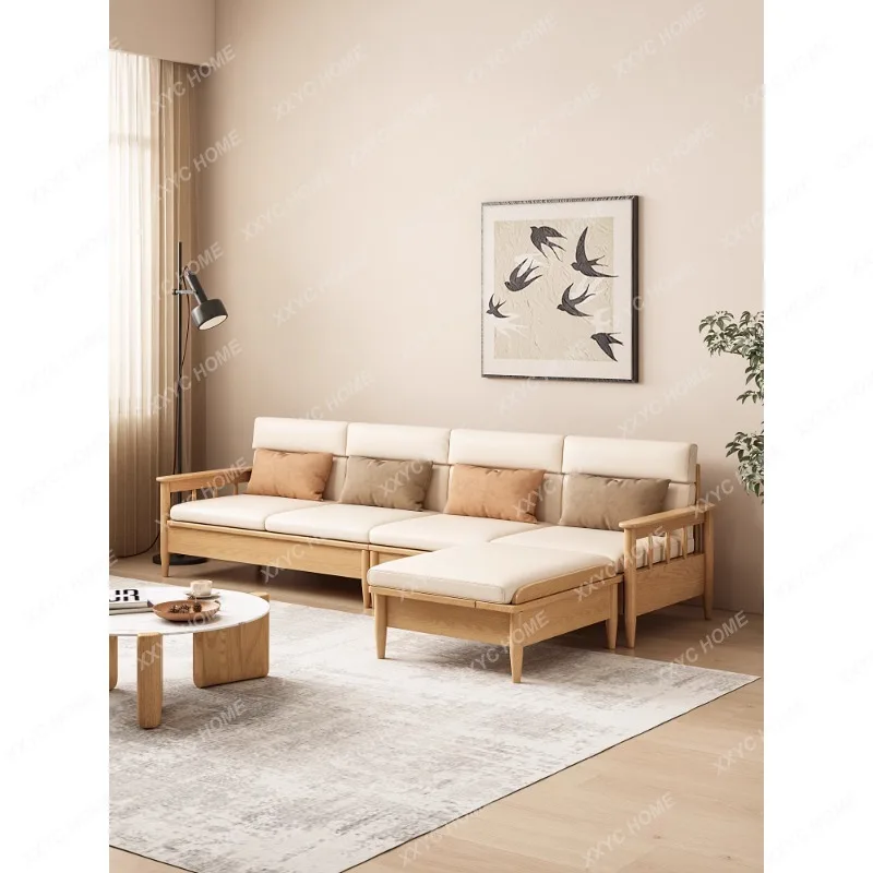 

Large and Small Apartment Type Living Room Cream Style Multifunctional Storage Technology Cloth Sofa