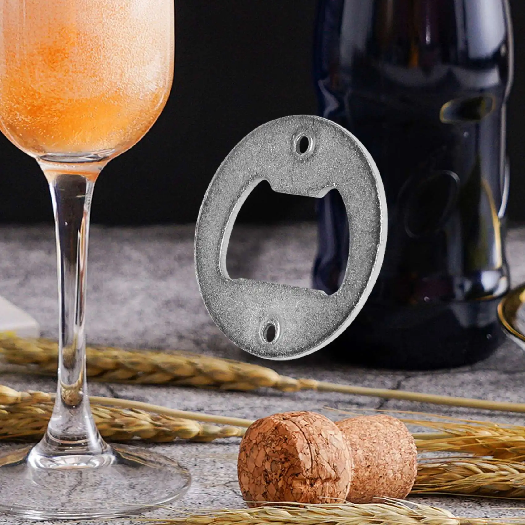 Bottle Opener Kit 50 Set Bottle Opener Insert Stainless Steel Round DIY Bottle Opener Hardware Kit Hardware Parts Supply with Screws