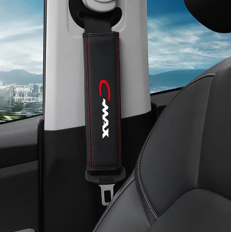 Cowhide Car Interior Seat Belt Protector Cover 1pc For Ford focus bmax smax cmax Auto Accessories seat belt covers seat belt protector