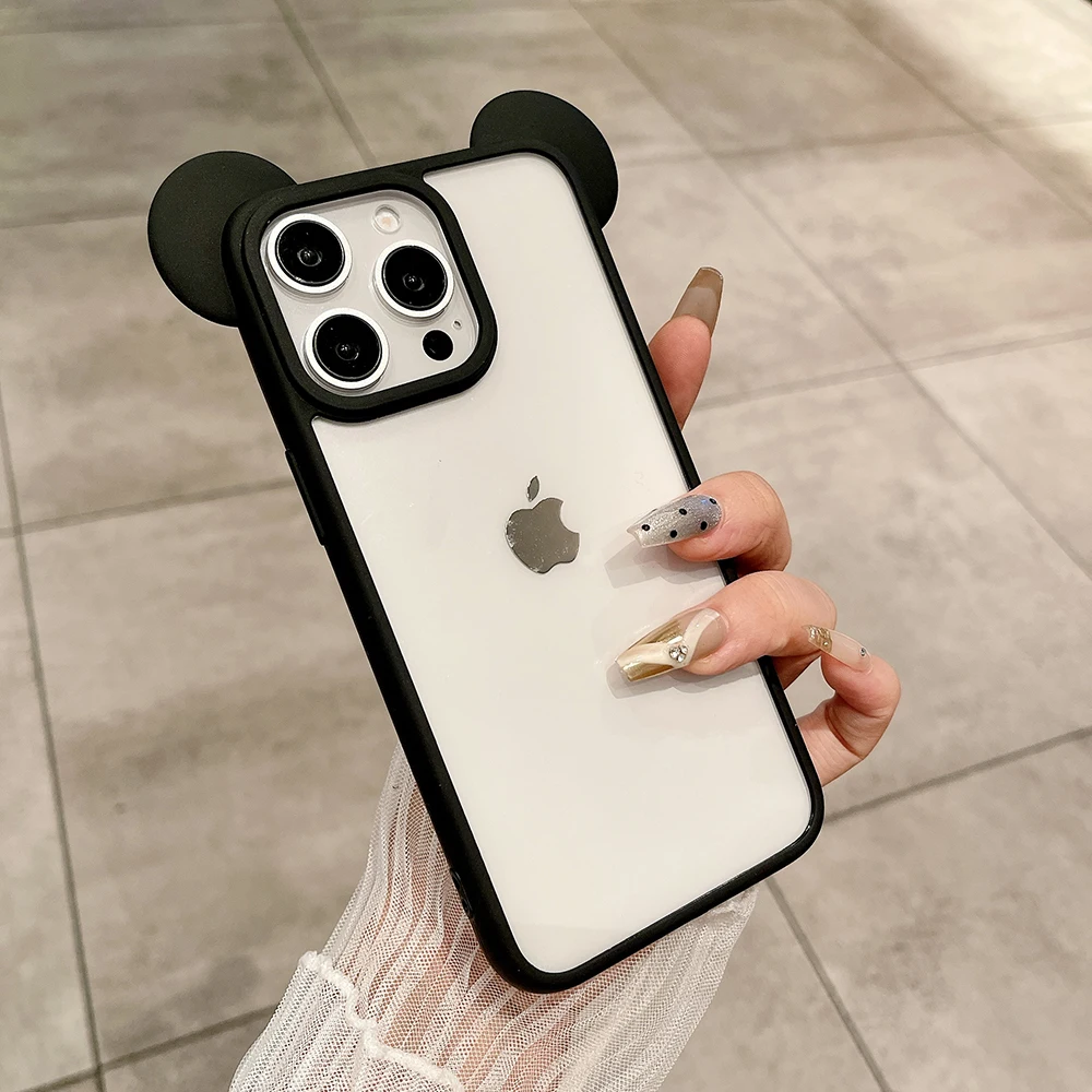 Niedliche Cartoon-Handyhülle in Bonbonfarben mit Mickey-Ohren, Transparente Schutzhülle für iPhone 16 17 Pro Max 15 14 13, Stoßfeste Rückseite – Detail 7