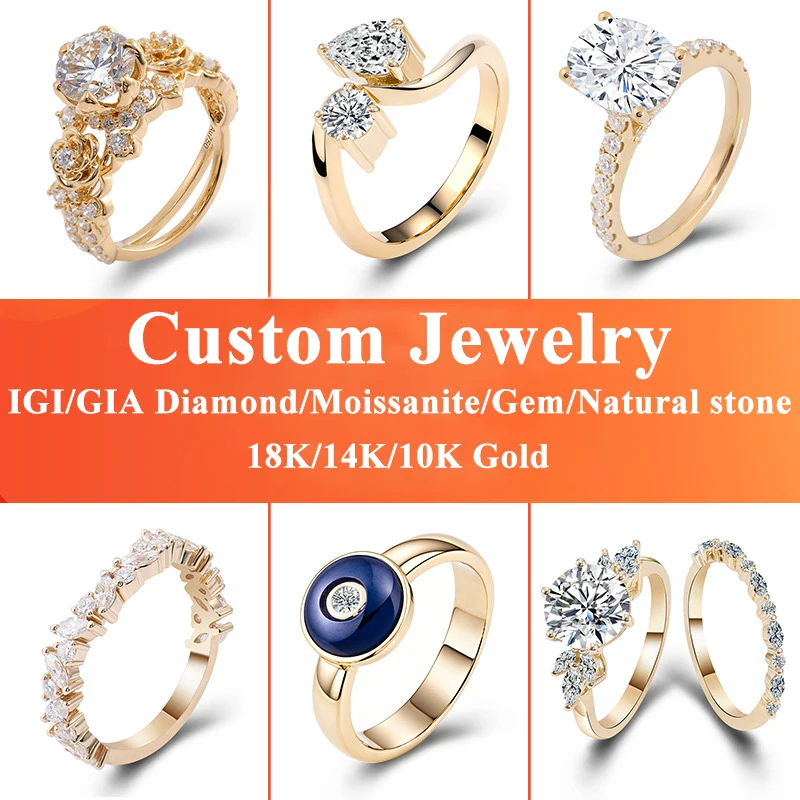 Jewelry IGI/GIA HPHT CVD Lab Diamond 10K/14K/18K Necklace Rings Earrings Moissanite Natrual Gem Stone