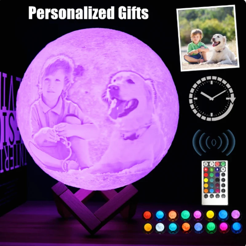 

Personalized Night Light with Customized Exclusive Design Romantic 3D Printed Moon Lamp for Christmas Valentine's Day Gift