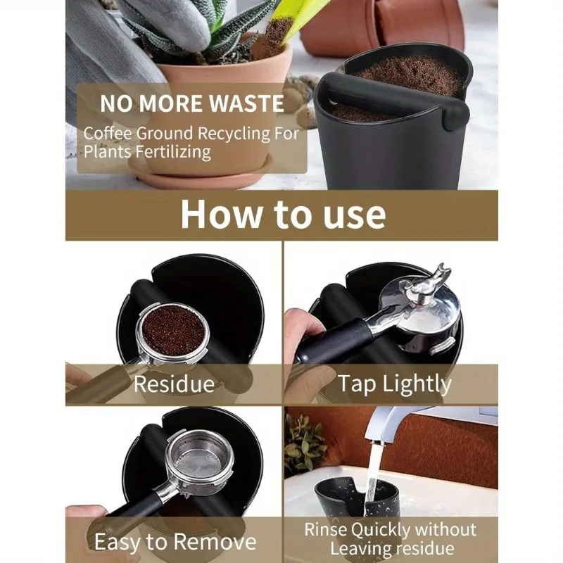 Premium Espresso Knock Box and Tamper Mat with Removable Bar Non-Slip Base and Silicone Mat for Easy Coffee Grounds Disposal